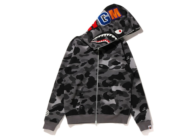 BAPE Grid Camo Shark Full Zip Hoodie Black Men's - SS22 - US