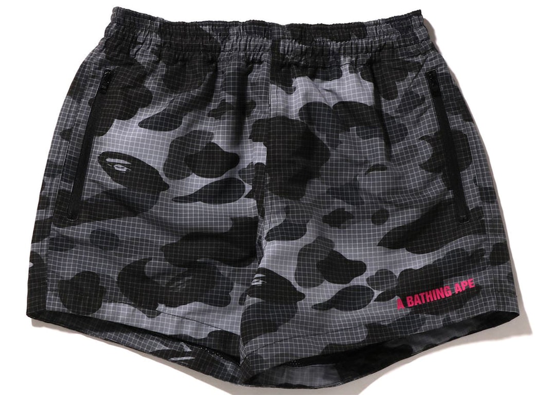 Pre-owned Bape Women's Grid Camo Shorts Black