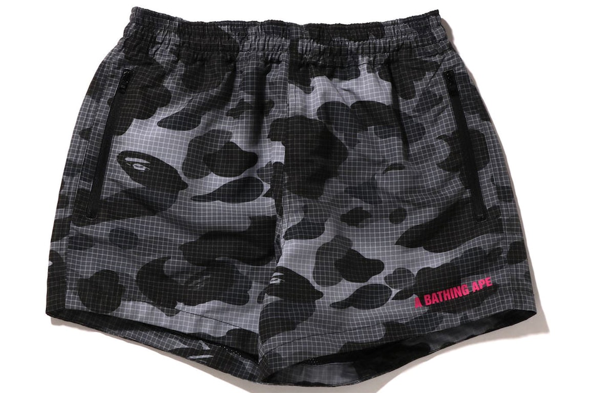 Pre-owned Bape Women's Grid Camo Shorts Black
