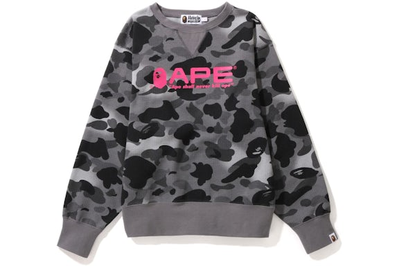 BAPE Women's GRID Camo Wide Fit Crewneck Black