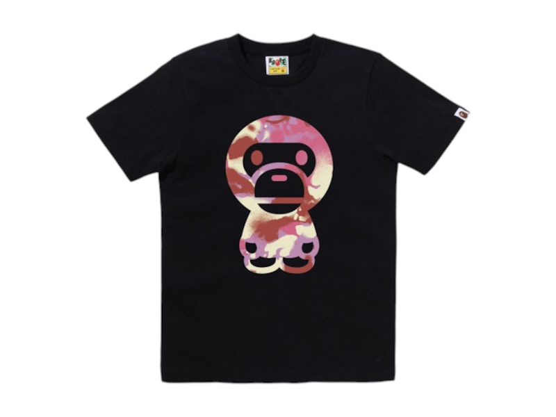 BAPE Women's Map Camo Big Baby Milo Tee Black/Pink - SS25 - US BAPE Women's Map Camo Big Baby Milo Tee Black/Pink - SS25 - US
