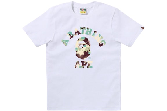BAPE Femme Map Camouflage College Tee Blanc/Multicolor