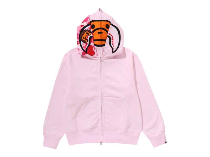 BAPE Women's Milo Shark Cropped Full Zip Double Hoodie Pink - SS26
