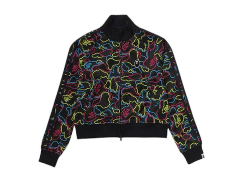 Pre-owned Bape Women's Neon Camo Jacquard Track Jacket In Multi