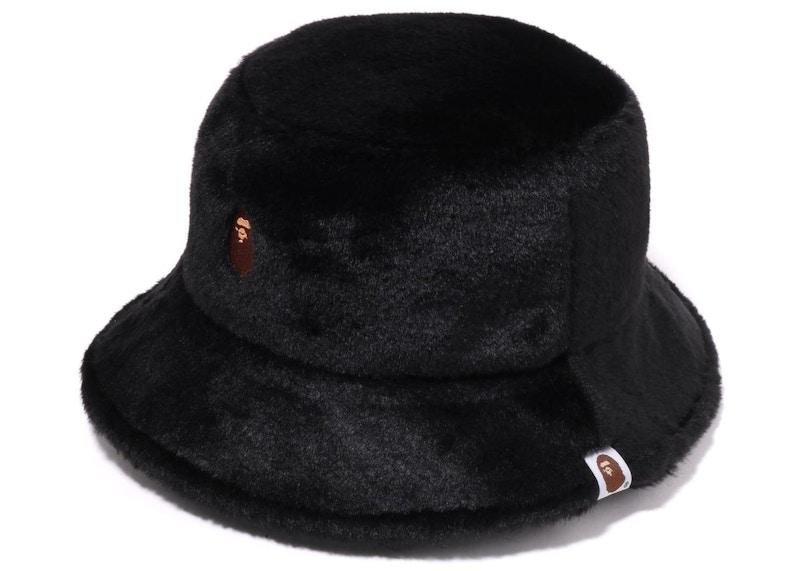 BAPE Womens One Point Fur Bucket Hat Black - FW22 - US