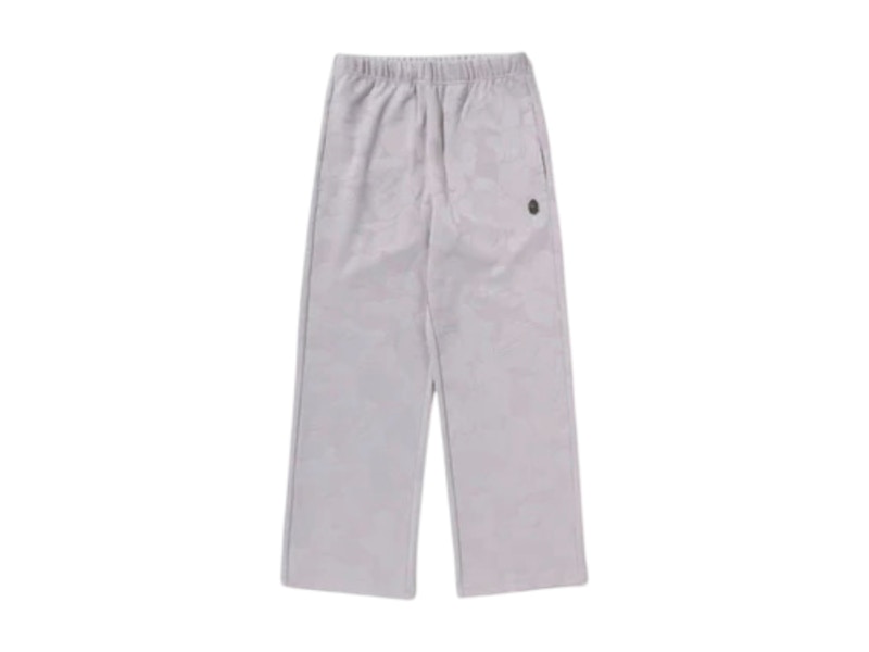 Pre-owned Bape Women's Solid Camo Jacquard One Point Wide Pants In Grey In Gray