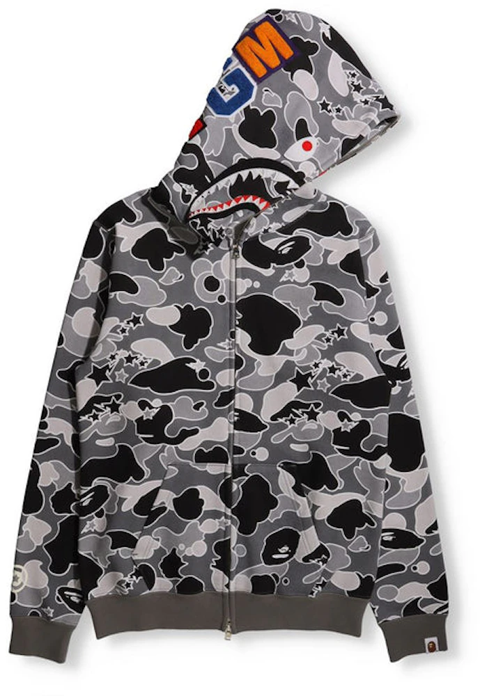 BAPE zozo limited Black Swarovski Shark full zip hoodie A Bathing
