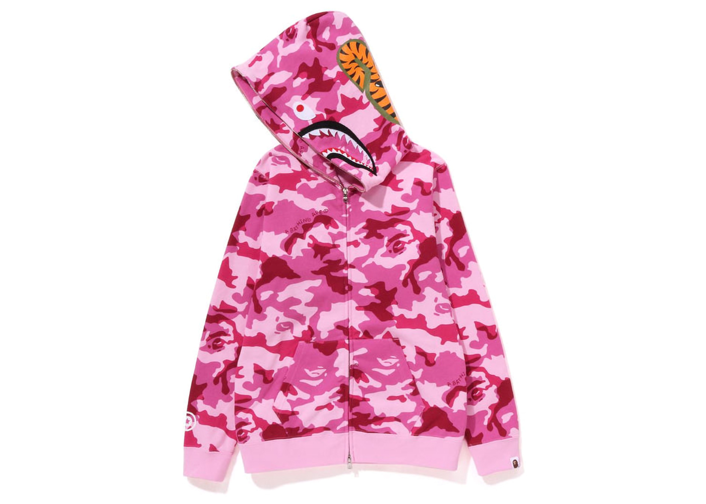 BAPE Womens Woodland Camo Shark Full Zip Hoodie Pink Men s SS23 US