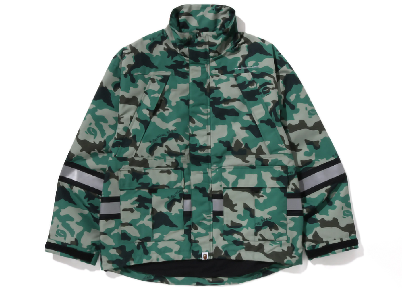 BAPE Woodland Camo Relaxed Fit Safety Jacket Olive Drab