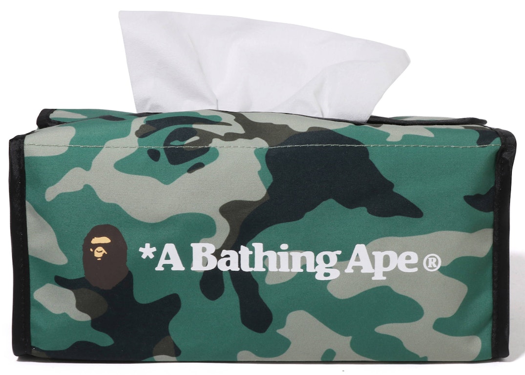 Pre-owned Bape Woodland Camo Travel Tissue Case Green In Olive Drab