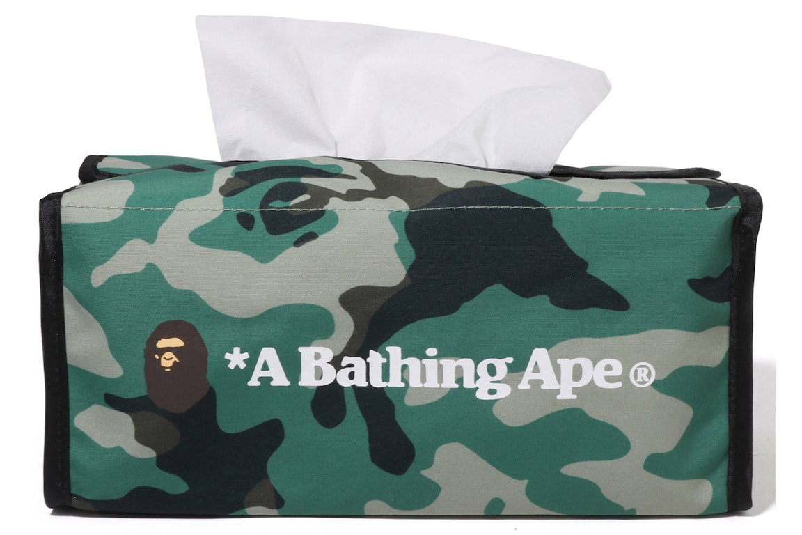 Pre-owned Bape Woodland Camo Travel Tissue Case Green In Olive Drab
