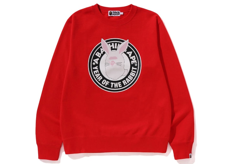 BAPE Year of the Rabbit Ape Head Crewneck Red