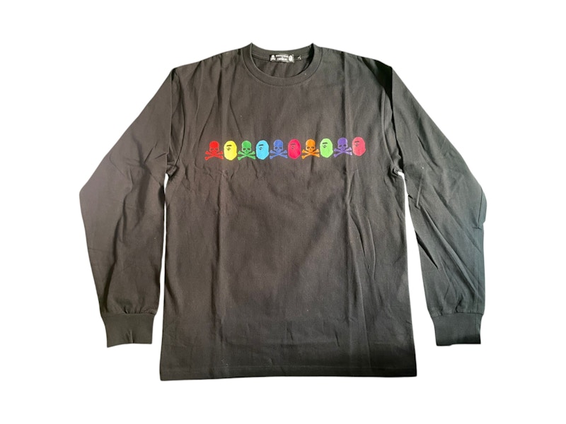 Pre-owned Bape Men's Vs. Mastermind Rainbow Logo Long Sleeve T-shirt In Black
