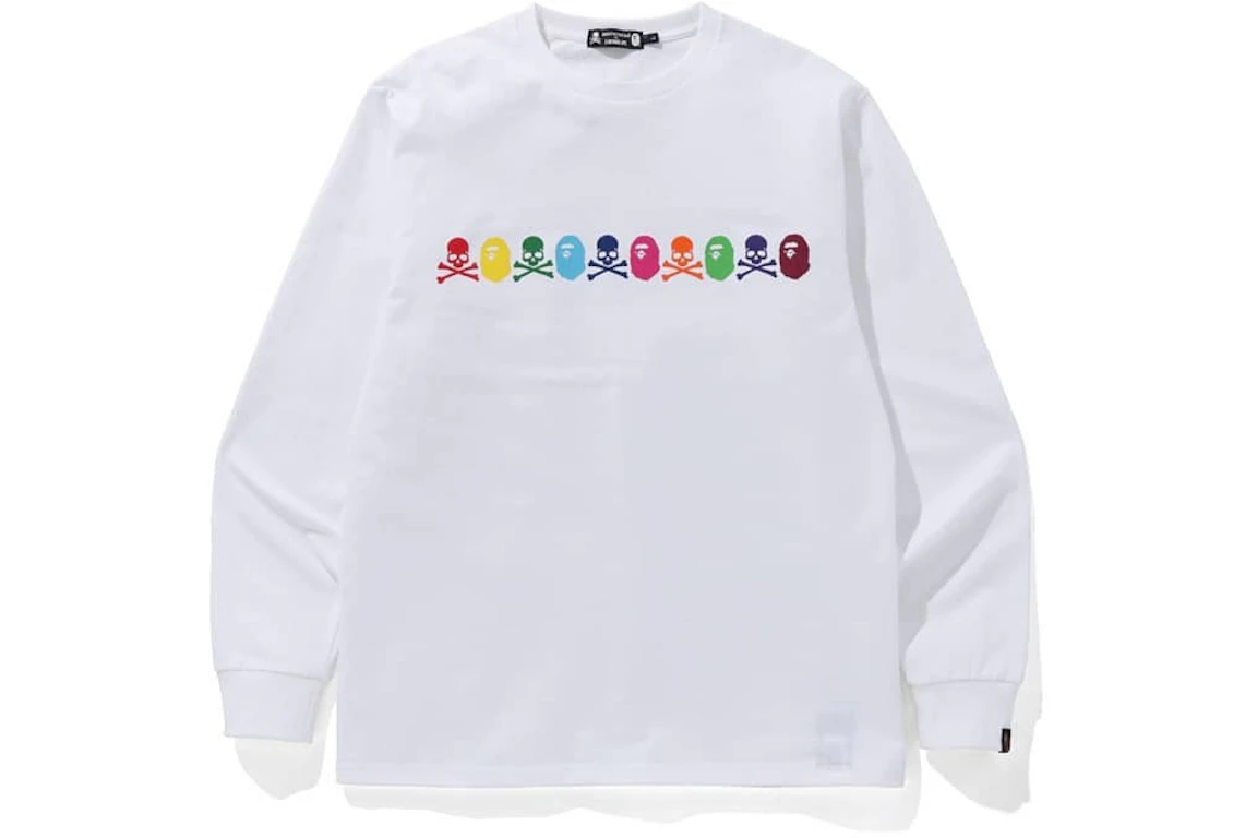 BAPE vs. Mastermind Rainbow Logo Long Sleeve Tee White