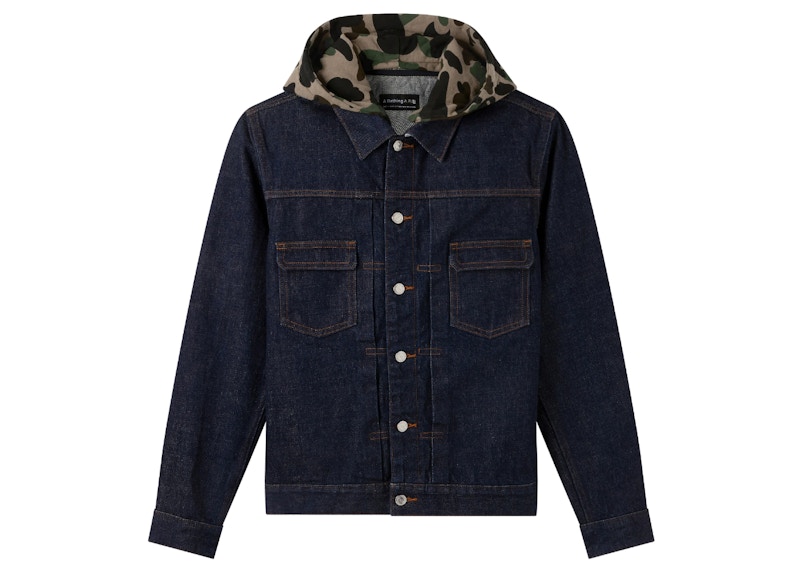 BAPE x A.P.C. Detachable Hoodie Denim Jacket Indigo Men's - FW22 - US