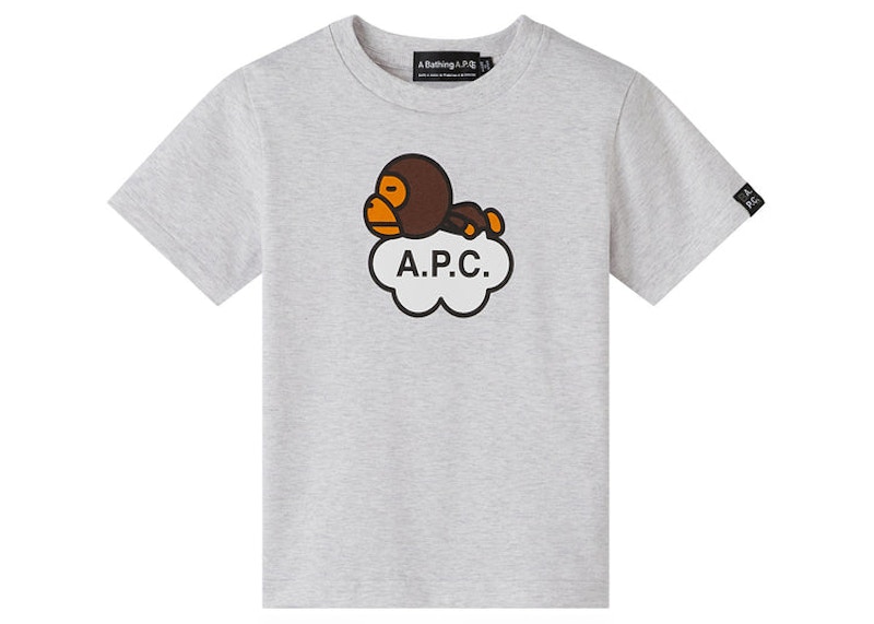 Pre-owned Bape X A.p.c Kids Milo Cloud T-shirt In Gray
