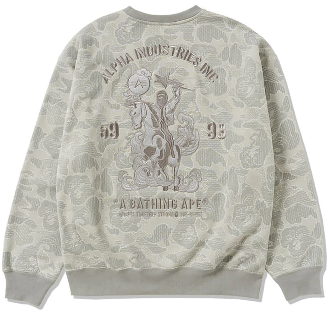 BAPE x Alpha Industries Crewneck Sweater Olivedrab Men\'s - FW23 - US | Sweatshirts