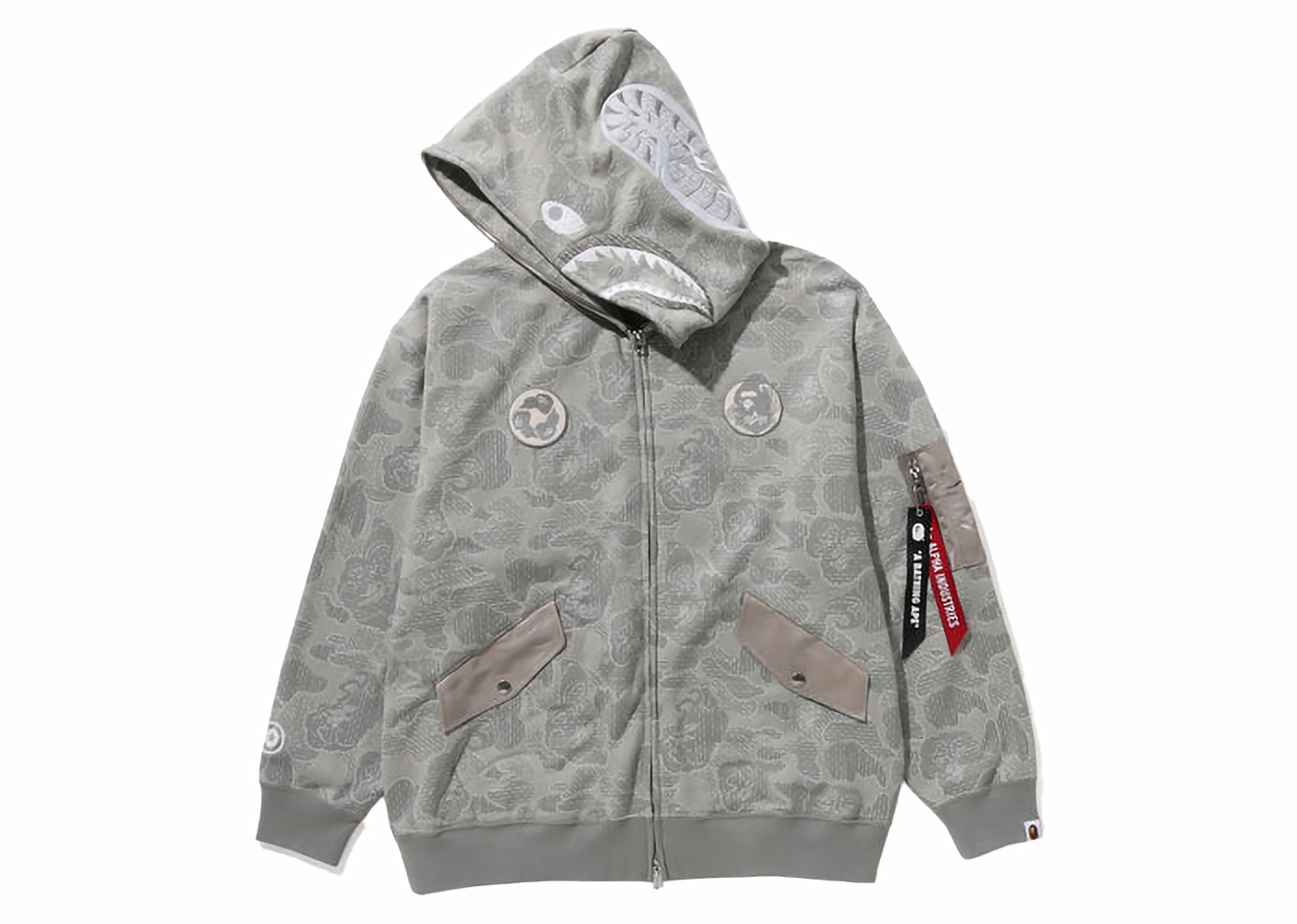 BAPE x Alpha Industries Shark Full Zip Hoodie Olivedrab Men s