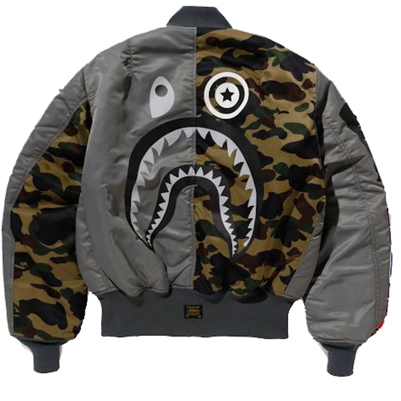 BAPE x Alpha Shark MA-1 Jacket Grey Men's - US