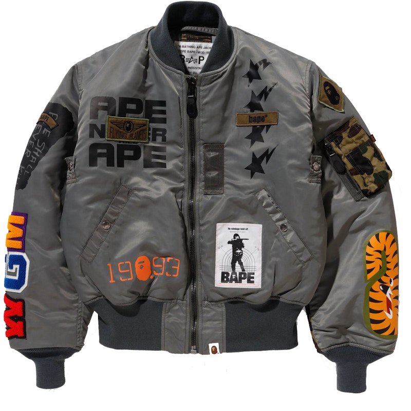 BAPE x Alpha Shark MA-1 Jacket Grey Men's - GB