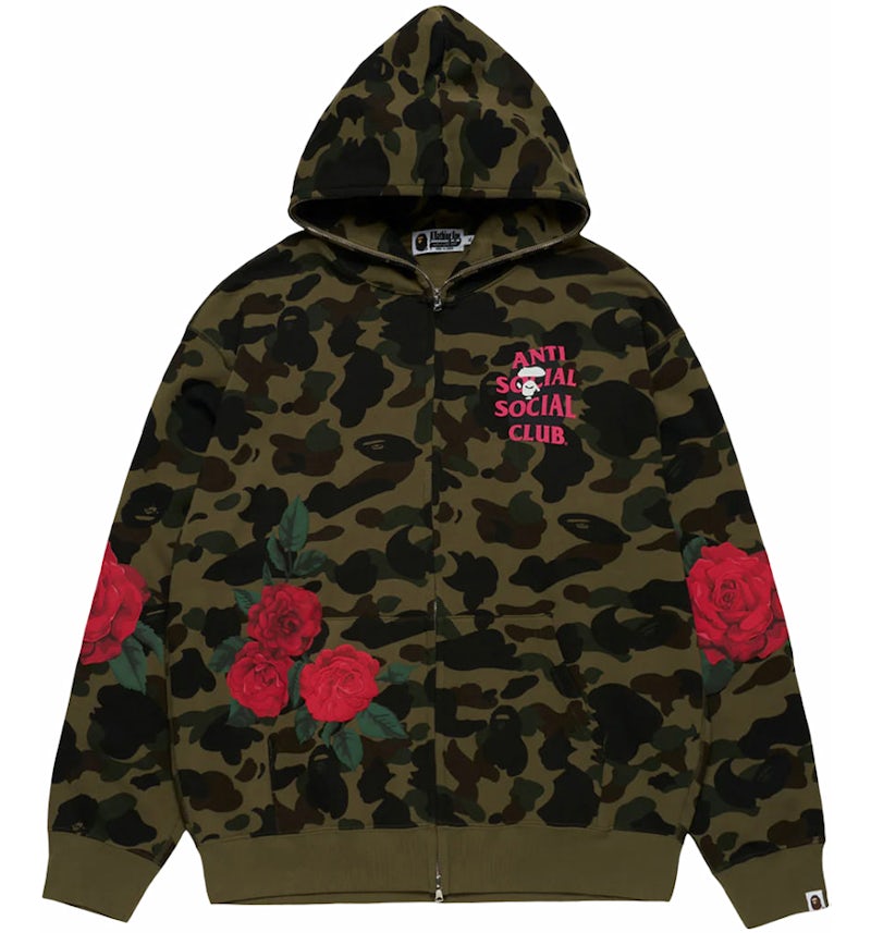 BAPE x Anti Social Social Club Full Zip Hoodie Green Men's FW24 US