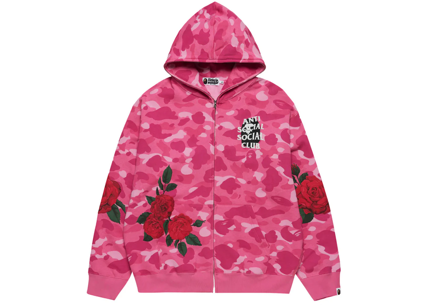BAPE x Anti Social Social Club Full Zip Hoodie Pink Men's FW24 US