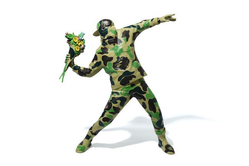 BAPE x Banksy Brandalism Flower Bomber Sculpture Green