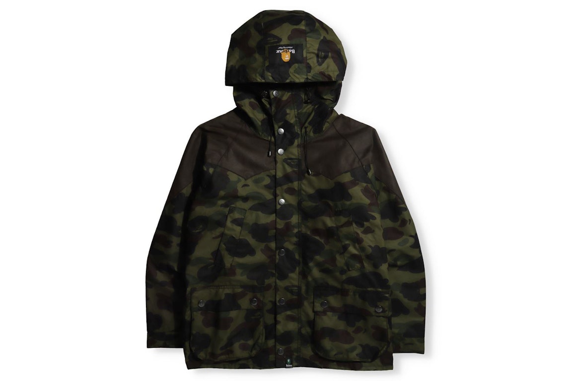 Pre-owned Bape X Barbour 1st Camo Bedale Snowboard Jacket Green