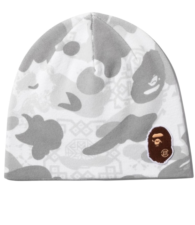 BAPE x CLOT Camo Beanie White - JP