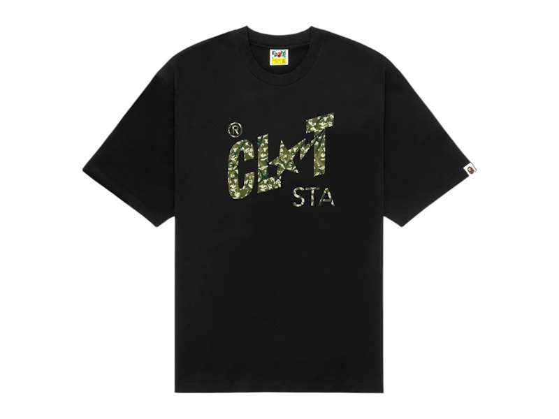 Pre-owned Bape Men's X Clot Camo Clot Sta Logo Relaxed Fit T-shirt In Black