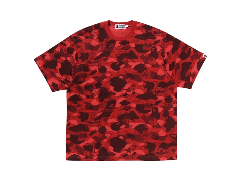 専用BAPE flame fire camo ポロシャツ　ロゴワッペン　赤　L COLOR CAMO LARGE APE HEAD RELAXED FIT POLO SHIRT（ポロシャツ