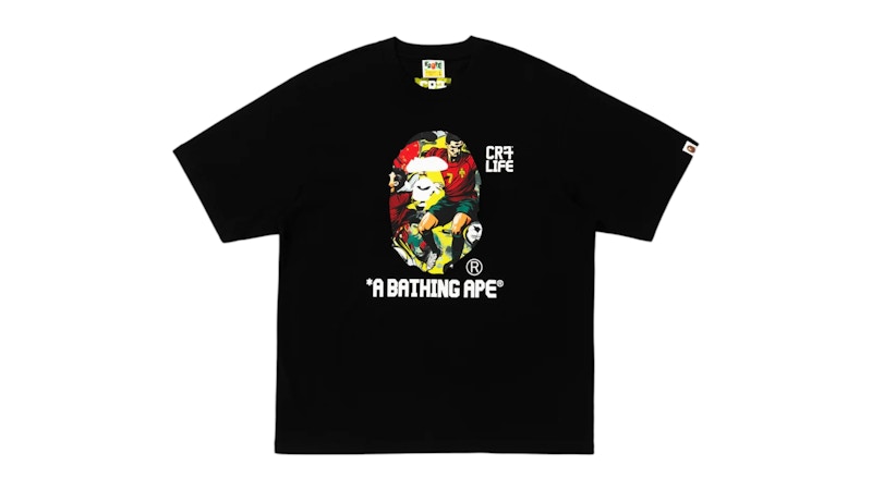 BAPE x CR7 Life Comic Graphic A Bathing Ape Relaxed Fit Tee Black