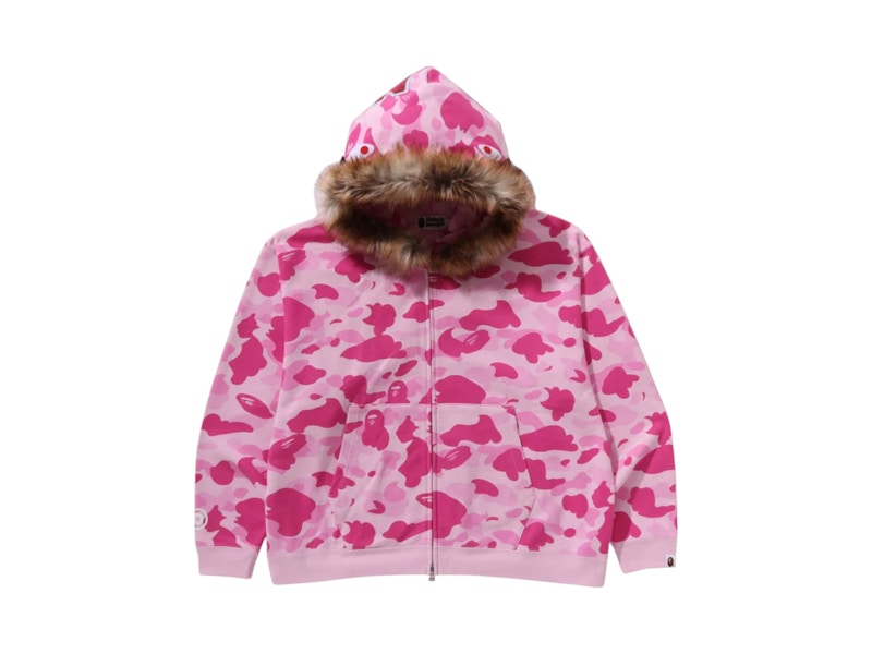 BAPE x Cactus Jack x Don Toliver Faux Fur Shark Zip Hoodie Pink
