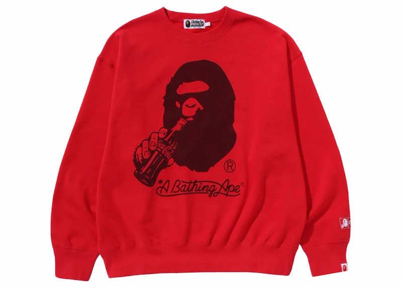 BAPE x Coca-Cola Ape Head Crewneck Red Men's - FW23 - US