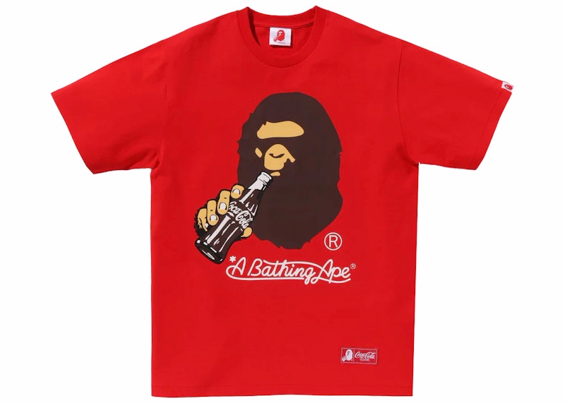 Lサイズ BAPE x Coca-Cola APE HEAD TEE 赤 アベイシングエイプ 当店