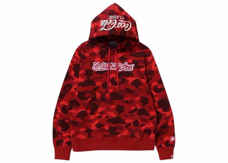 BAPE x Coca-Cola Color Camo Ape Head Pullover Hoodie Red Men's