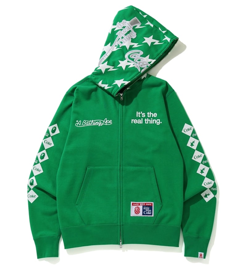 Zip Up Coke Pullover BAPE X Coca Cola Full Zip Hoodie Green