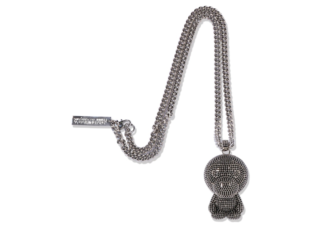 Pre-owned Bape X Comme Des Garcon Osaka Baby Milo Necklace Silver/black