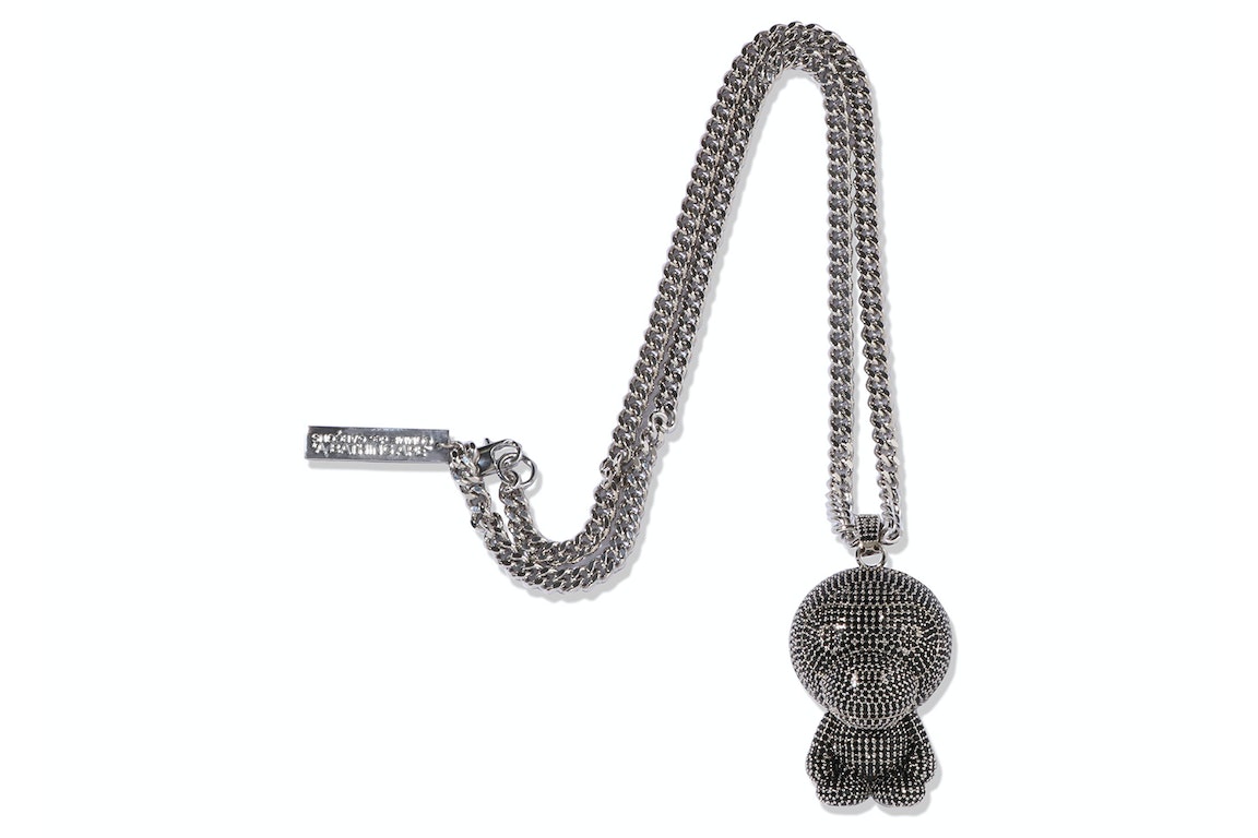 Pre-owned Bape X Comme Des Garcon Osaka Baby Milo Necklace Silver/black