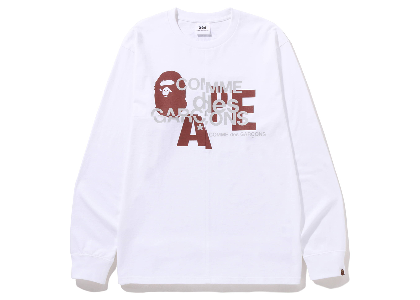 BAPE x Comme des Garcons Osaka L/S T-Shirt White Red Men's - FW22 - US