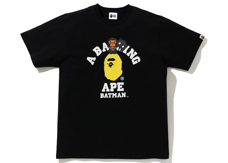 BAPE x DC Baby Milo Batman College Tee Black Men's - SS21 - US