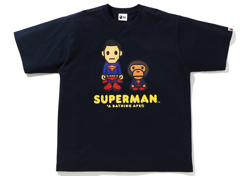 BAPE x DC Baby Milo Superman Relaxed Fit Tee Navy Men's - SS21 - US