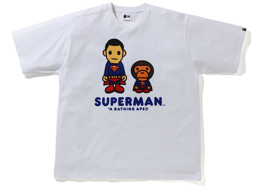 BAPE x DC Baby Milo Superman Relaxed Fit Tee White Men's - SS21 - US