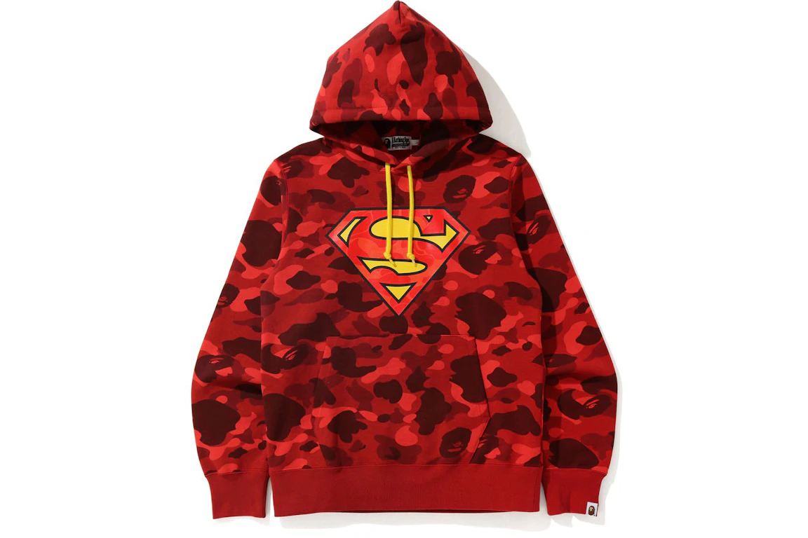 BAPE x DC Superman Camo Pullover Hoodie Red