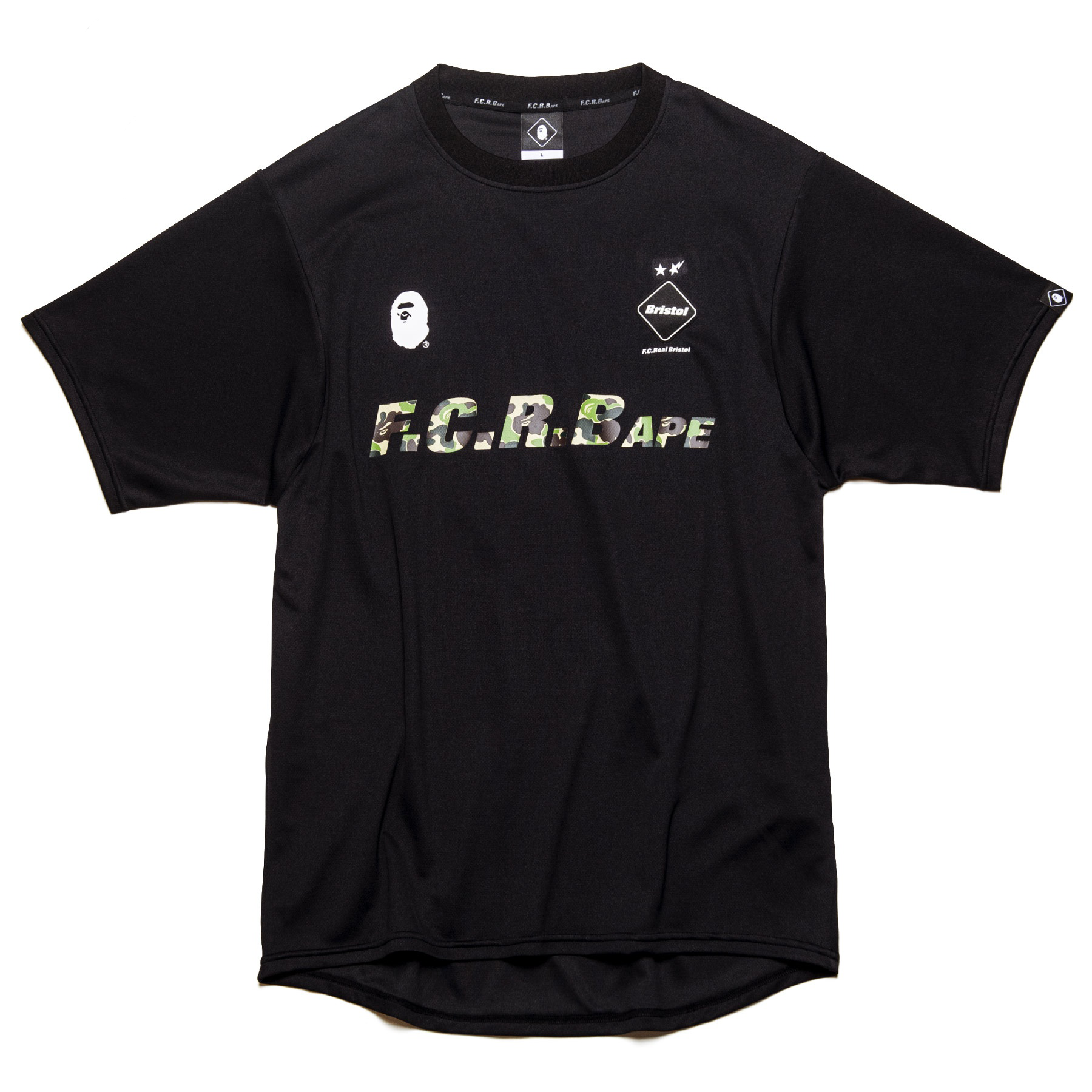 2024送料無料F.C.R.BAPE FCRB 938 TEAM TEE L BLACK 黒 Tシャツ/カットソー(半袖/袖なし)