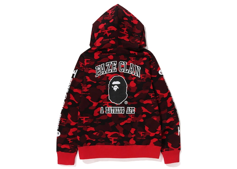 BAPE x Faze Clan Full Zip Hoodie Red Uomo - SS23 - IT