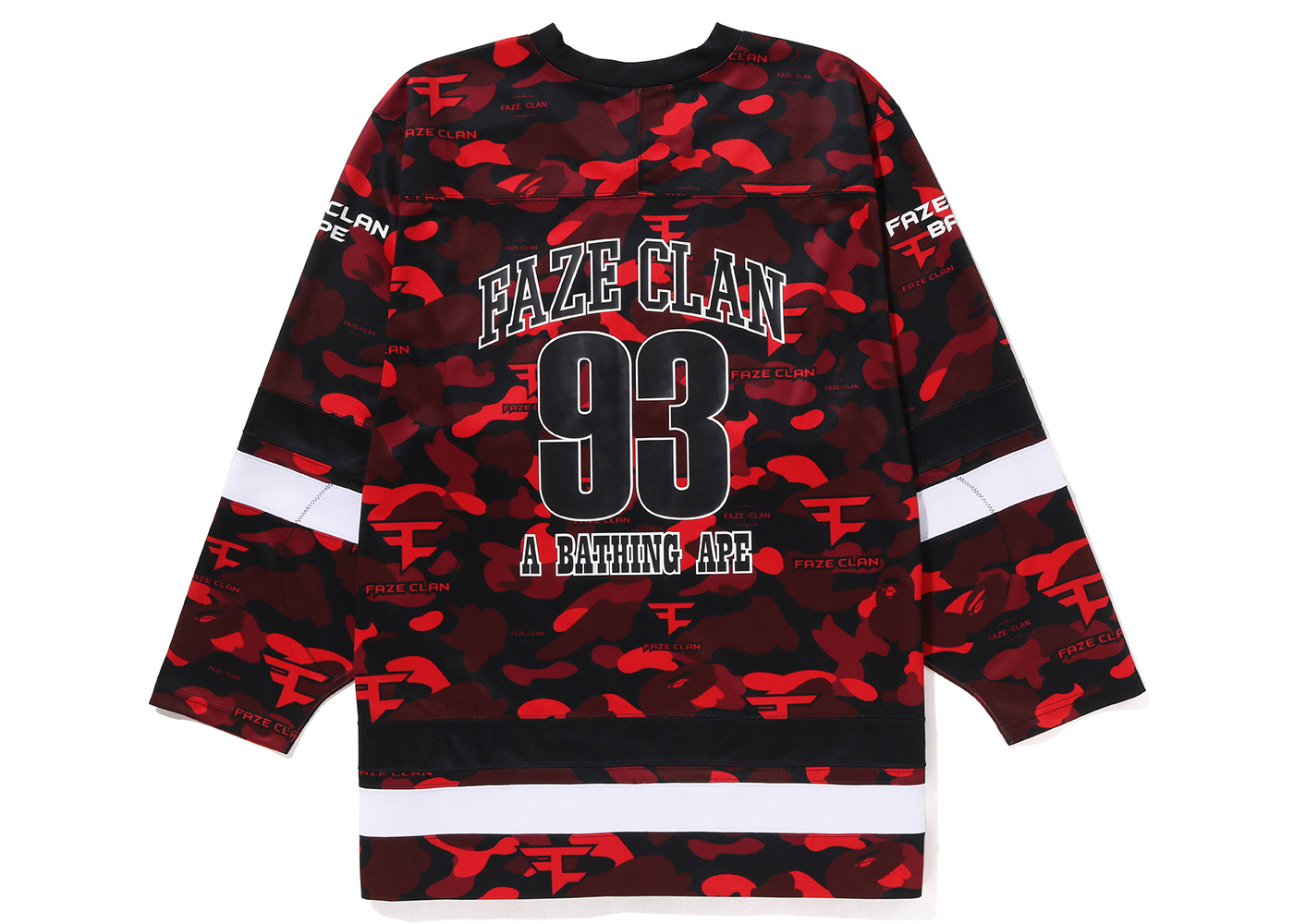 BAPE x Faze Clan Hockey L/S Tee Red