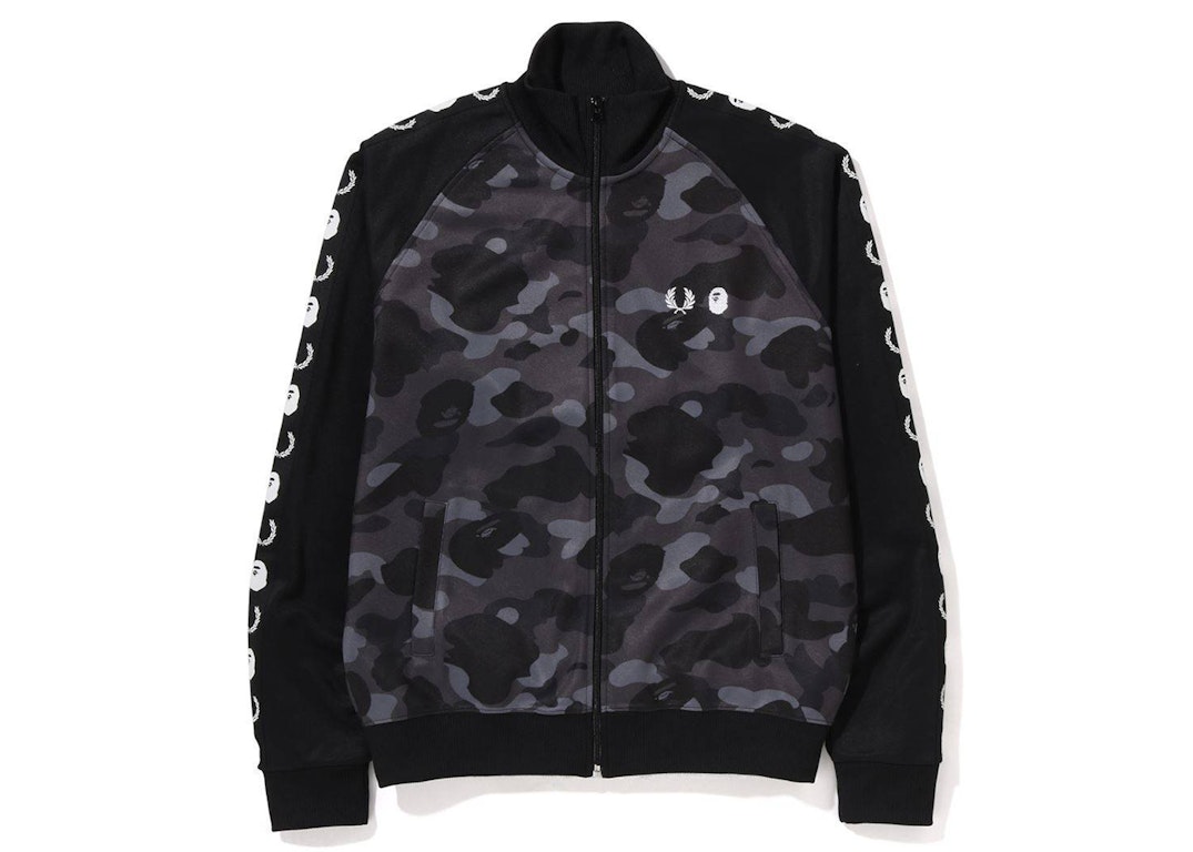 Pre-owned Bape X Fred Perry Color Camo Track Jacket Black