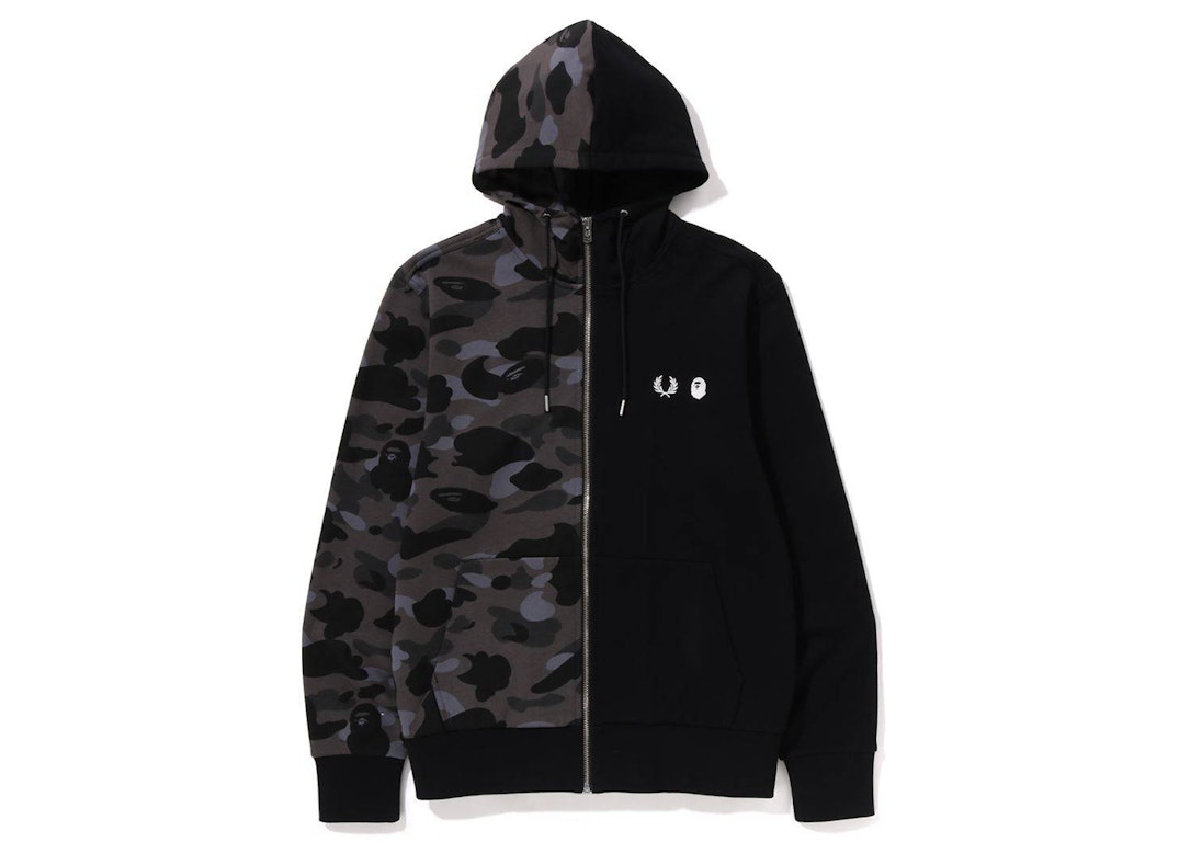 Pre-owned Bape X Fred Perry Color Camo Zip Hoodie Black