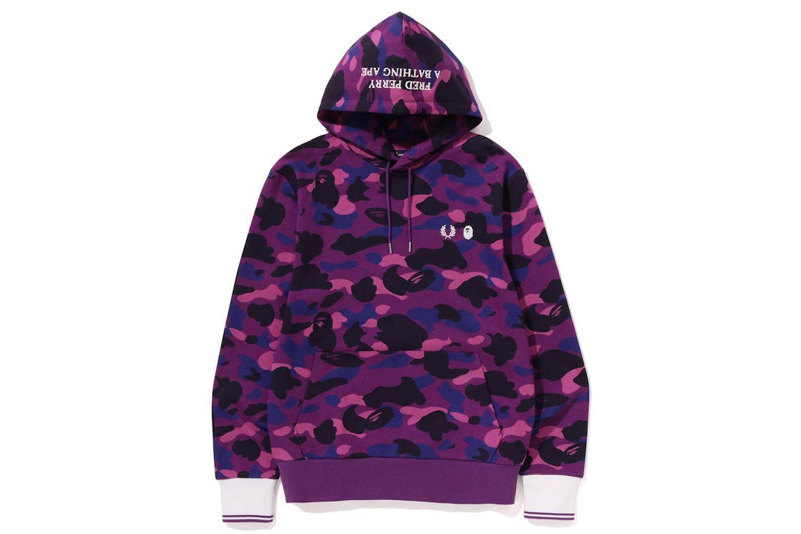 Pre-owned Bape X Fred Perry Color Camo Zip Hoodie Purple